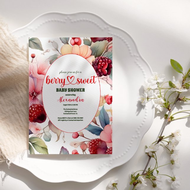 Berry Sweet Baby Girl Strawberry Baby Shower Invitation (Creator Uploaded)