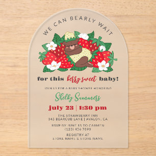 Berry Sweet Baby Neutral Strawberry Baby Shower Acrylic Invitations