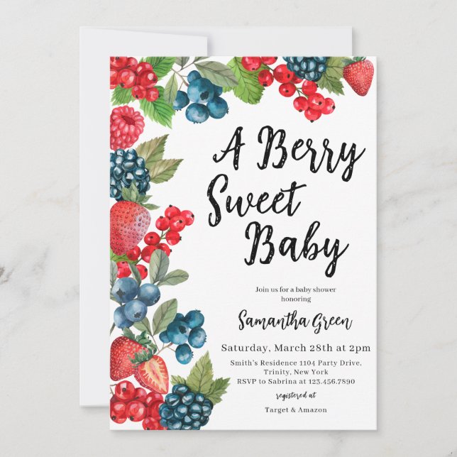 Berry Sweet Baby on the Way Baby Shower Invitation (Front)