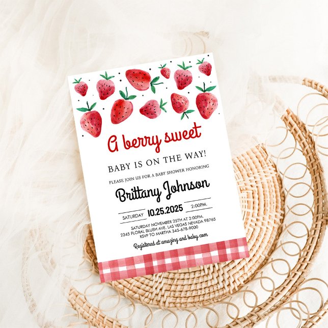 Berry Sweet Baby On the Way Girl Baby Shower Invitation (Creator Uploaded)