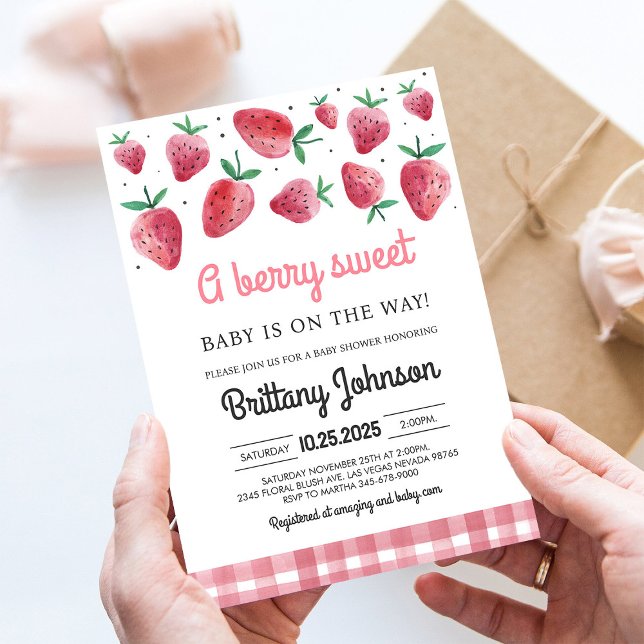 Berry Sweet Baby On the Way Girl Baby Shower Invitation (Creator Uploaded)