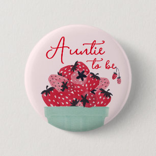Berry Sweet Baby Shower Auntie Button