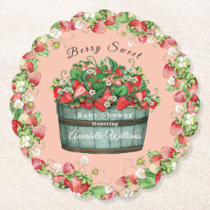 berry sweet baby shower baby shower invitation paper coaster