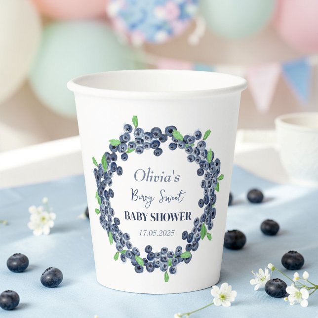 Berry Sweet Baby Shower Blueberry Baby Girl Boy Paper Cups (Creator Uploaded)