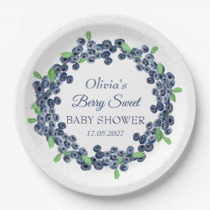 Berry Sweet Baby Shower Blueberry Baby Girl Boy Paper Plate