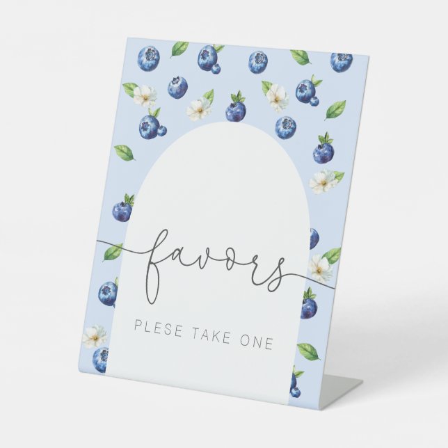 Berry Sweet Baby Shower Blueberry Favours Pedestal Sign (Front)