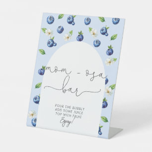 Berry Sweet Baby Shower Blueberry Mum-osa Bar Pedestal Sign