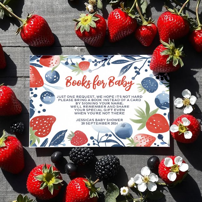 Berry Sweet Baby Shower Books For Baby Enclosure Card (Creator Uploaded)