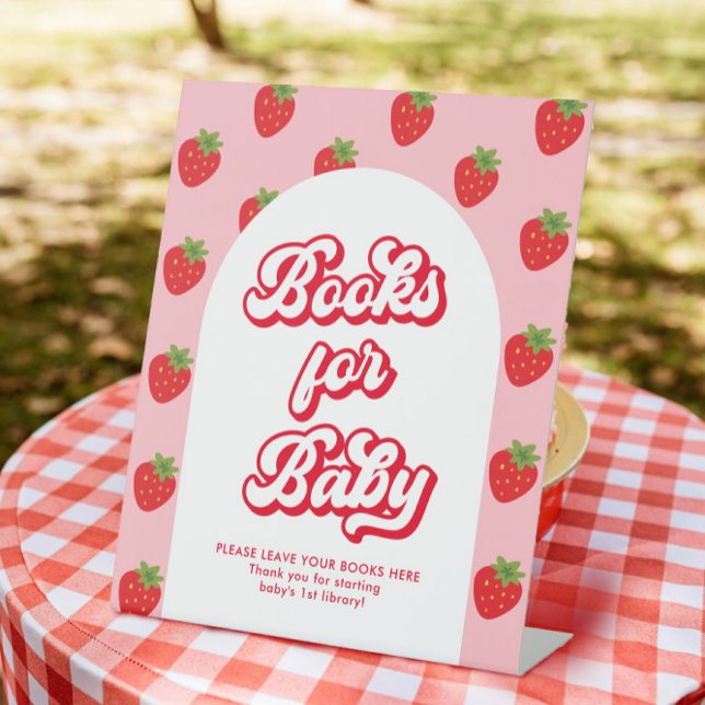 Berry Sweet Baby Shower Books for Baby Pedestal Sign (Creator Uploaded)