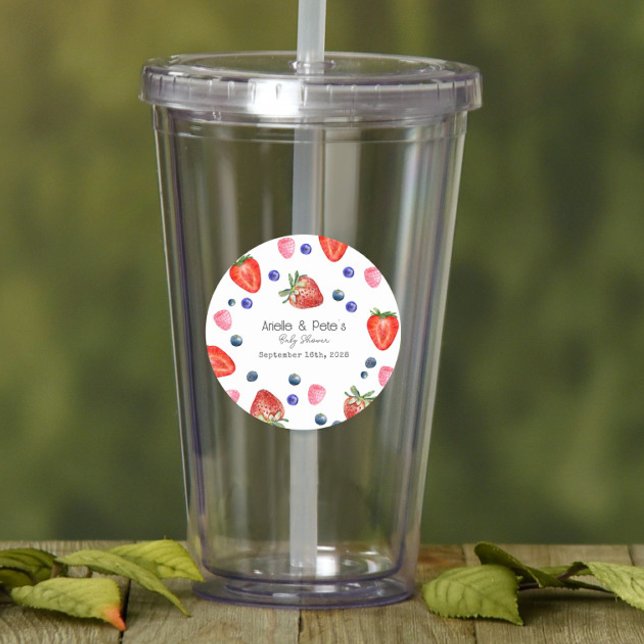 Berry Sweet Baby Shower Classic Round Sticker (Creator Uploaded)