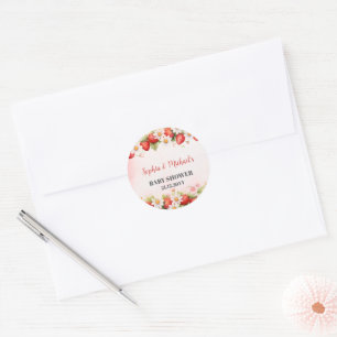 Berry Sweet baby shower cupcake topper Classic Round Sticker