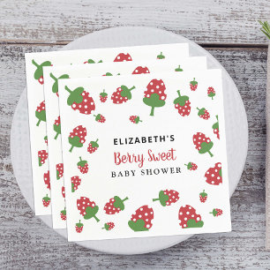 Berry Sweet Baby Shower Cute Strawberry Custom Napkin