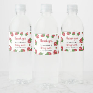 Berry Sweet Baby Shower Cute Strawberry Cute Water Bottle Label