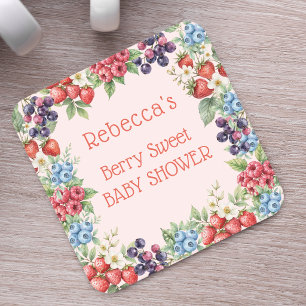 Berry Sweet Baby Shower frame of berries Square Paper Coaster