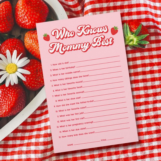 Berry Sweet Baby Shower Game Who Knows Mummy Best (Creator Uploaded)