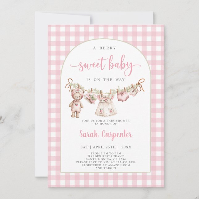 Berry Sweet Baby Shower Girl Invitation (Front)