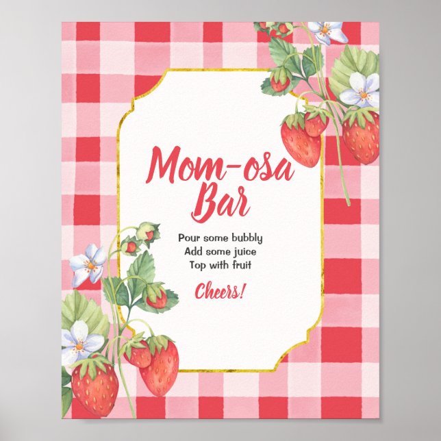 Berry Sweet Baby Shower Girl Momosa Bar Sign (Front)