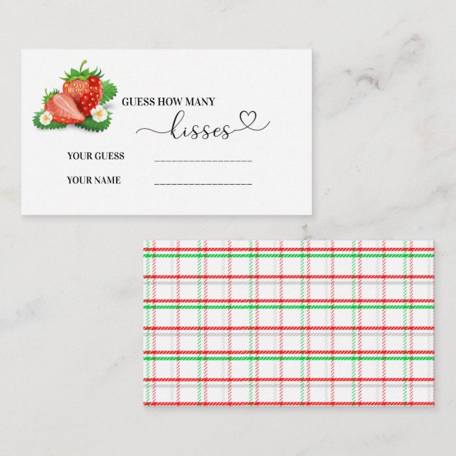 Berry sweet baby shower how many kisses  enclosure card (Front/Back)