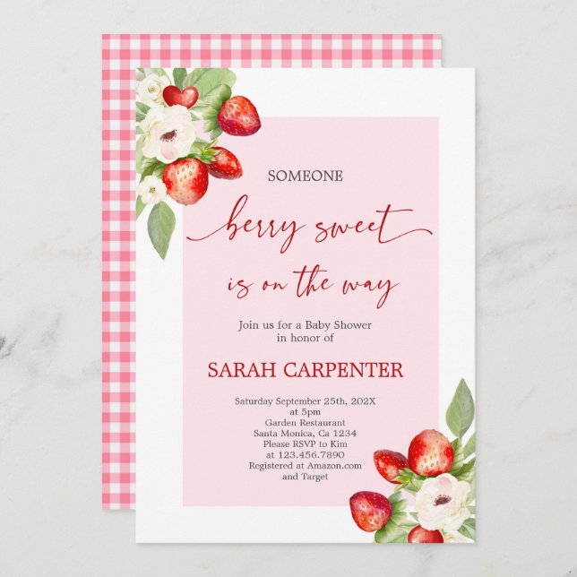 Berry Sweet Baby Shower Invitation (Front/Back)