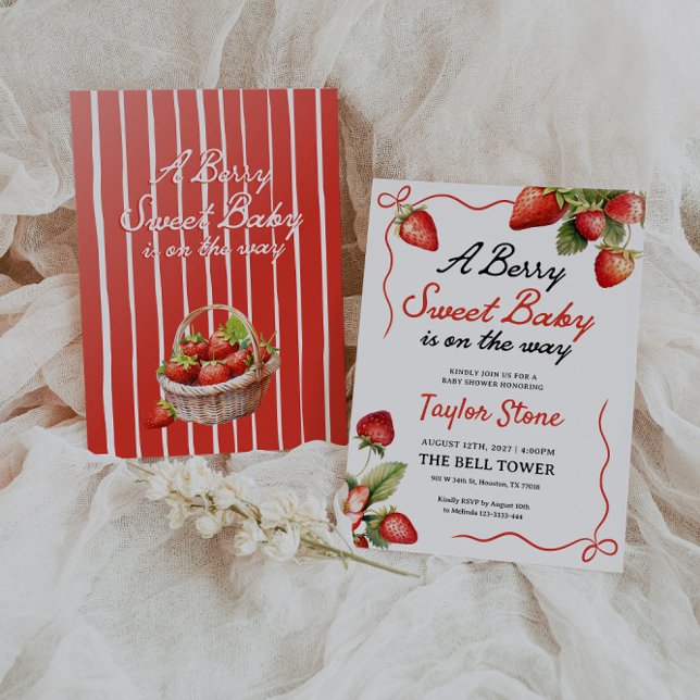  Berry Sweet Baby Shower Invitation | Strawberry (Creator Uploaded)