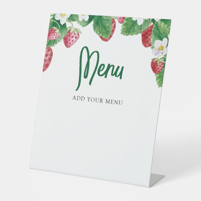 Berry Sweet Baby Shower Menu Pedestal Sign (Front)