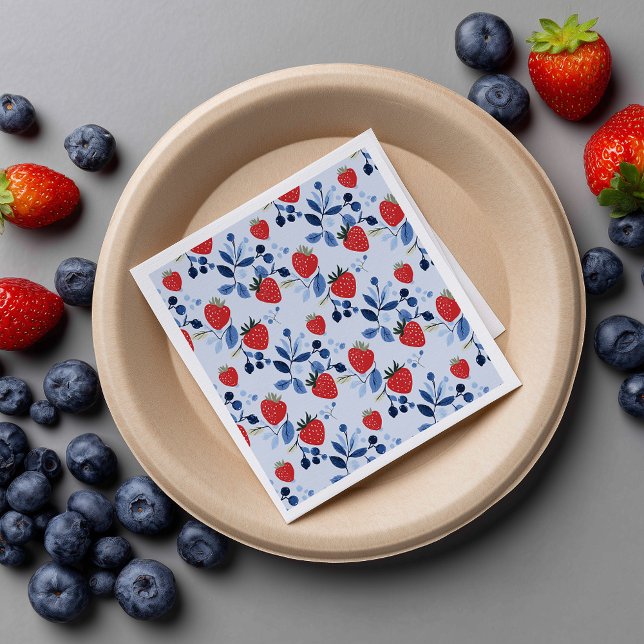 Berry Sweet Baby Shower Paper Plate Napkin (This adorable design is bursting with charm, perfect for a spring and summer celebration!)