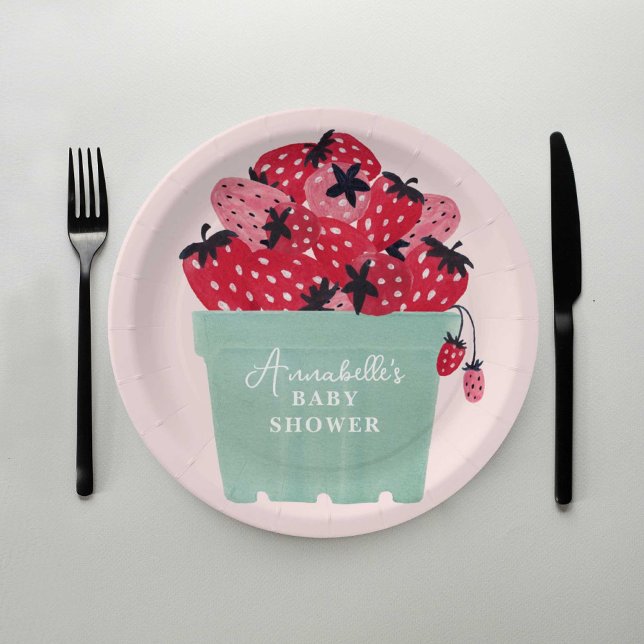 Berry Sweet Baby Shower Paper Plates Strawberry (Creator Uploaded)