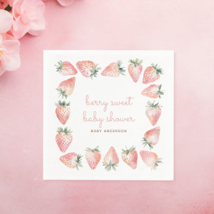 Berry Sweet Baby Shower Pink Coquette Strawberry Napkin