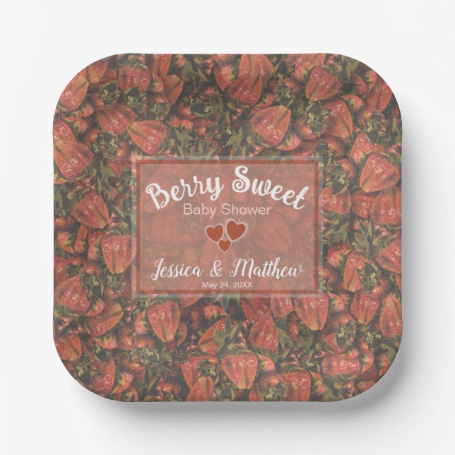 Berry Sweet Baby Shower Plates - Strawberries (Front)