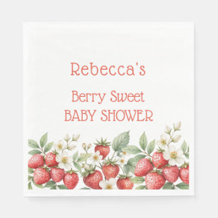 Berry Sweet Baby Shower Strawberries Blossom Napkin