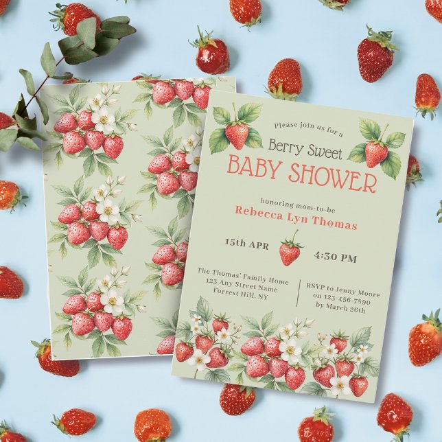 Berry Sweet Baby Shower Strawberries  Invitation (Creator Uploaded)