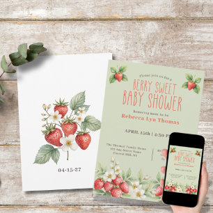 Berry Sweet Baby Shower Strawberries  Invitation