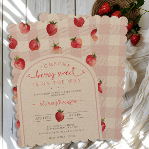 Berry Sweet Baby Shower Strawberries Kraft Invitation