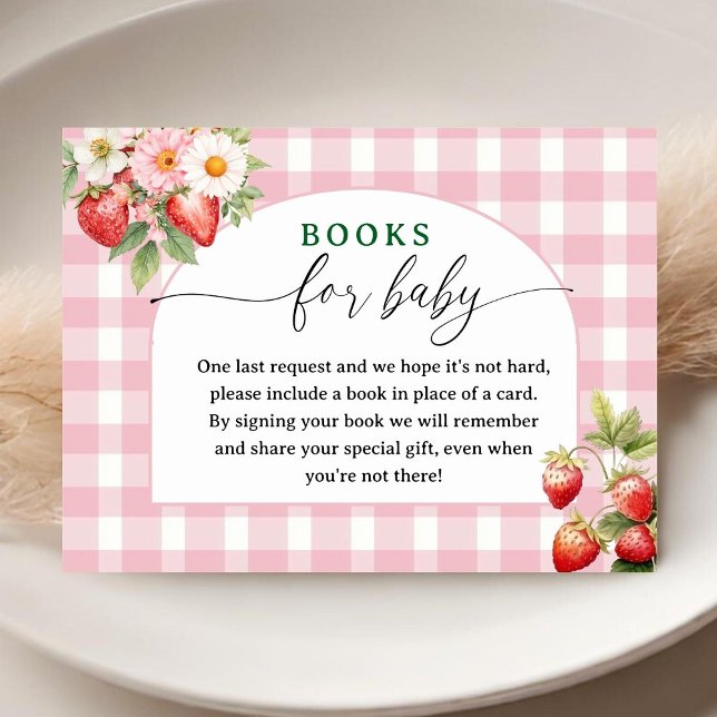 Berry Sweet Baby Shower Strawberry Books For Baby Enclosure Card (Creator Uploaded)