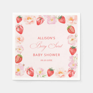 Berry Sweet Baby Shower Strawberry Bow  Napkin