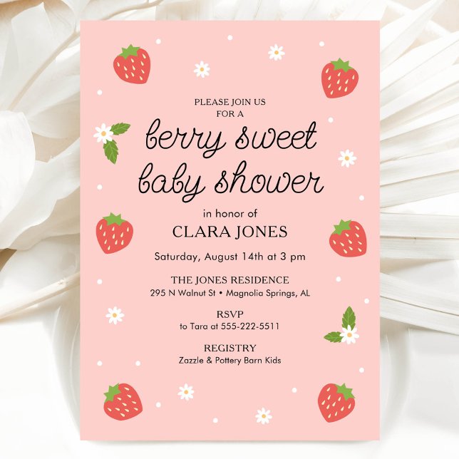 Berry Sweet Baby Shower Strawberry  Invitation (Creator Uploaded)