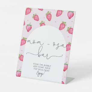 Berry Sweet Baby Shower Strawberry Mum-osa Bar Pedestal Sign