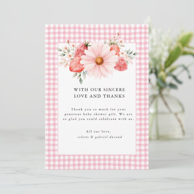 Berry Sweet Baby Shower Thank You Card  (Standing Front)