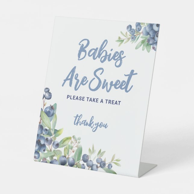Berry Sweet Baby Shower Treat Bar Pedestal Sign (Front)