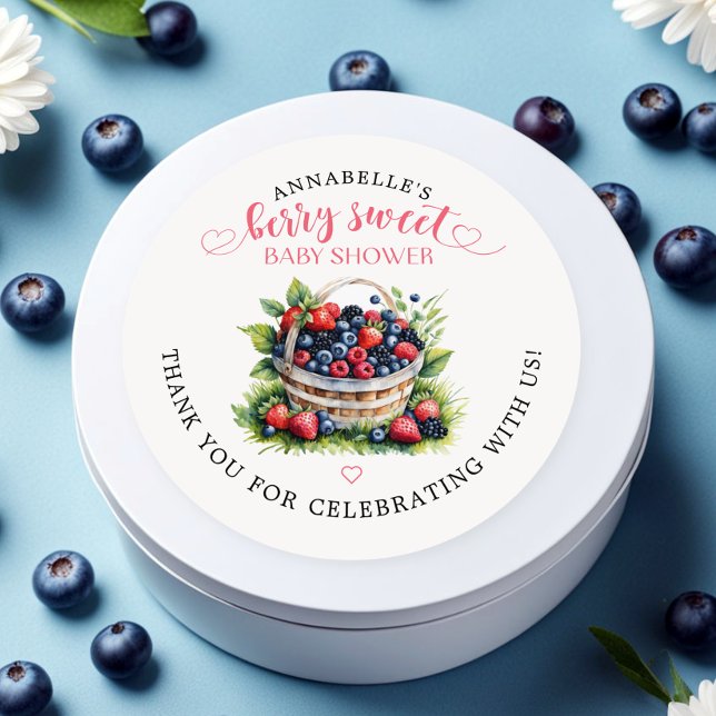Berry Sweet Baby Shower Wild Berries  Classic Round Sticker (Creator Uploaded)