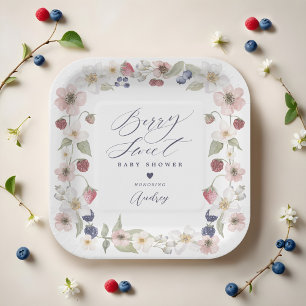 Berry Sweet Baby Shower Wild Berries & Floral Paper Plate