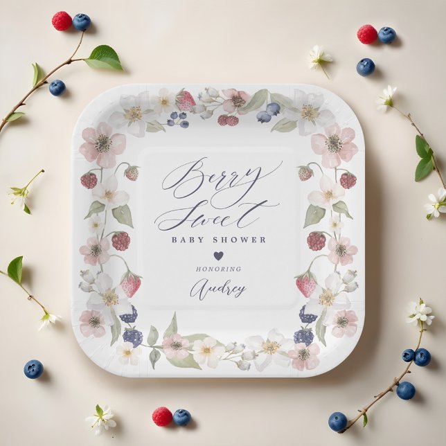 Berry Sweet Baby Shower Wild Berries & Floral Paper Plate (Berry Sweet Baby Shower Wild Berries & Floral Paper Plates)
