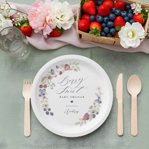 Berry Sweet Baby Shower Wild Berries & Floral Paper Plate
