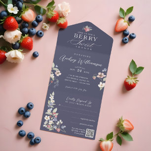 Berry Sweet Baby Shower Wild Berries & Flowers All In One Invitation