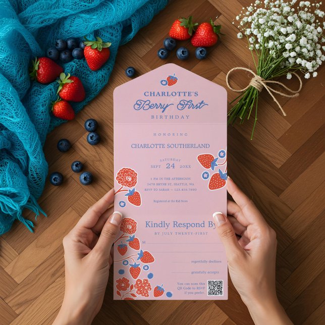 Berry Sweet Baby Shower Wild Berries & Flowers All In One Invitation (Berry Sweet Baby Shower Wild Berries & Flowers All In One Invitation)