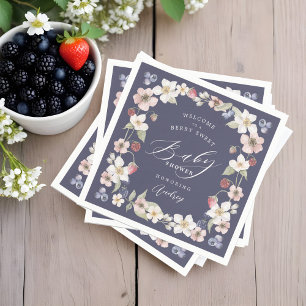 Berry Sweet Baby Shower Wild Berries & Flowers Napkin
