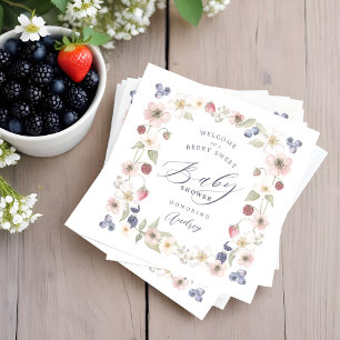 Berry Sweet Baby Shower Wild Berries & Flowers Napkin