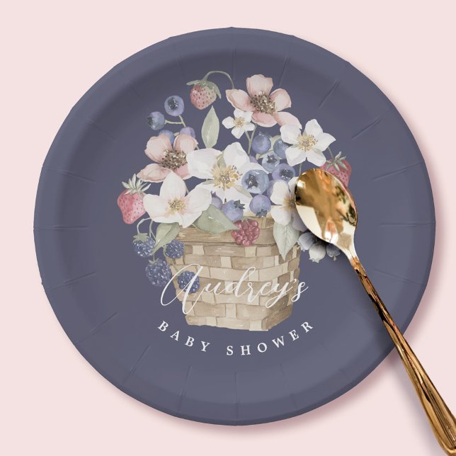Berry Sweet Baby Shower Wild Berries & Flowers Paper Plate (Berry Sweet Baby Shower Wild Berries & Flowers Paper Plates)