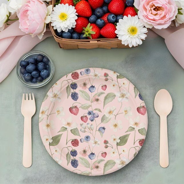 Berry Sweet Baby Shower Wild Berries & Flowers Paper Plate (Berry Sweet Baby Shower Wild Berries & Flowers Paper Plates)