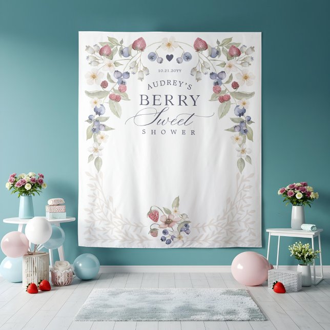 Berry Sweet Baby Shower Wild Berries & Flowers Tapestry (Berry Sweet Baby Shower Wild Berries & Flowers Tapestry)